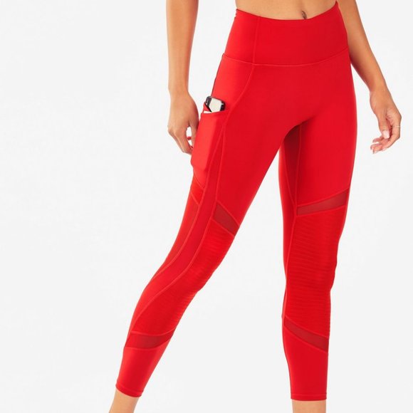 Fabletics Pants - NWT Fabletics Red High-Waisted Motion365 Moto 7/8